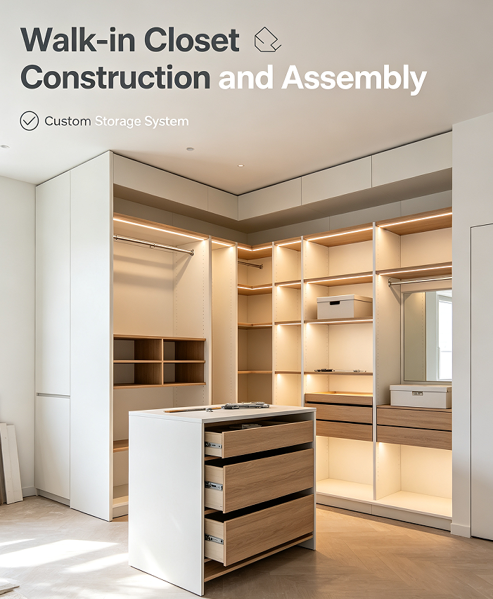 Walk-in Closet Construction and Assembly